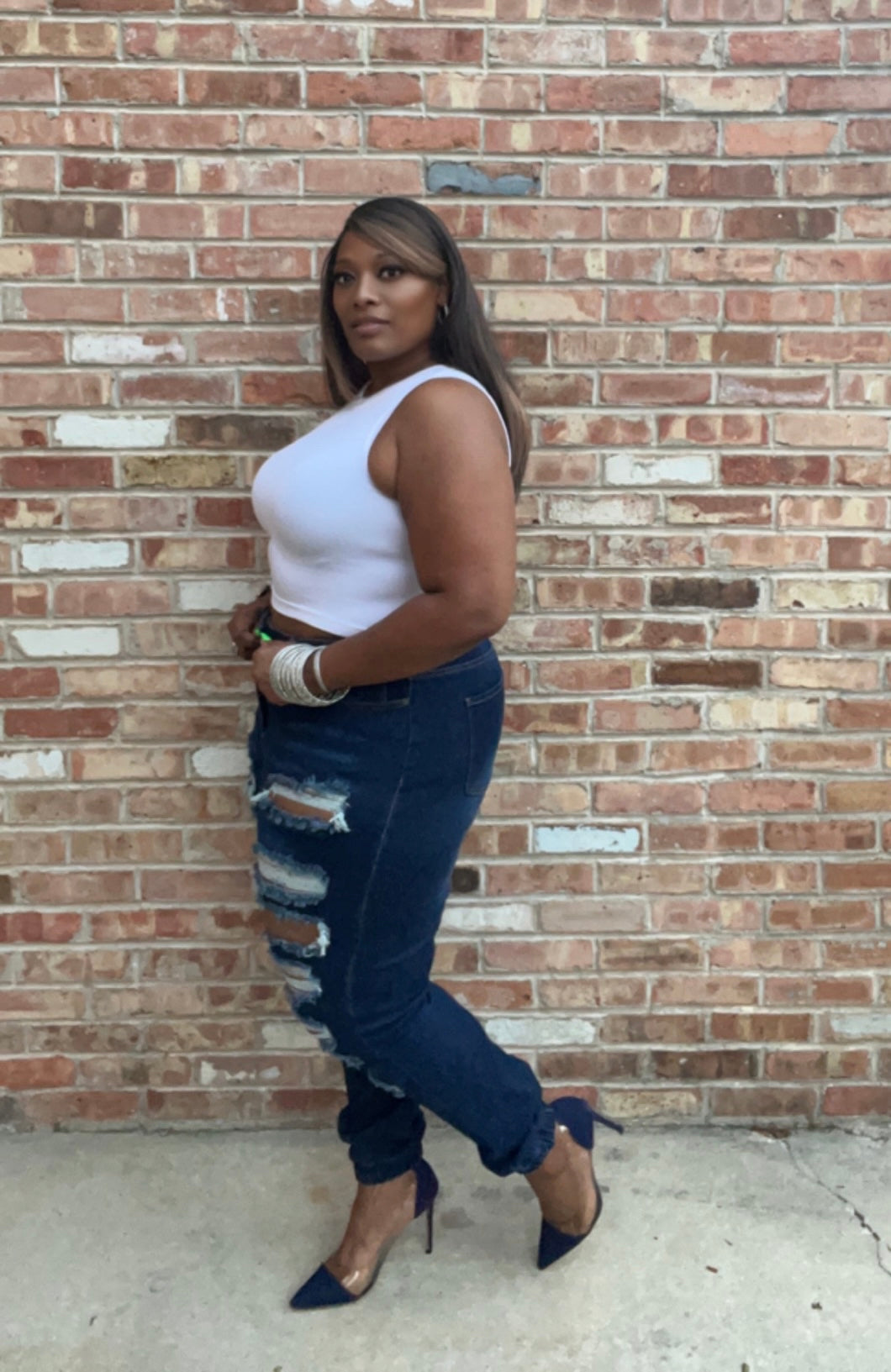 Denim Distress Joggers