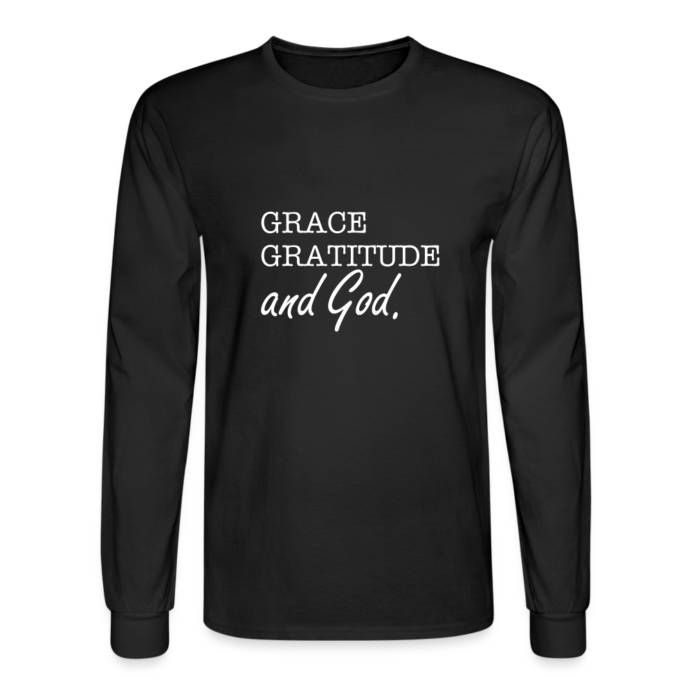 Grace Gratitude and God long Sleeve Shirt - black